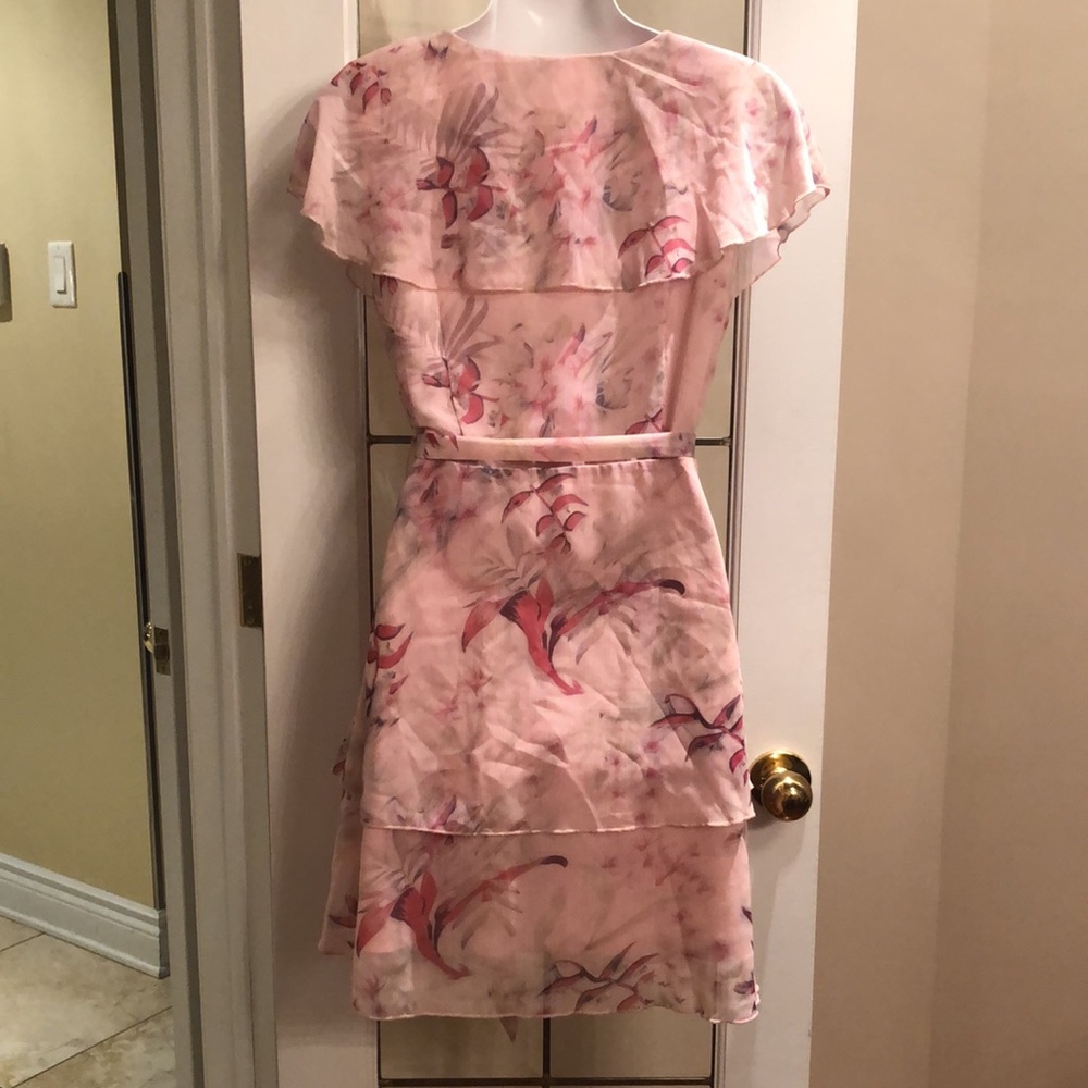 Floral Ruffle Wrap Dress - Pink - Picture 2 of 4